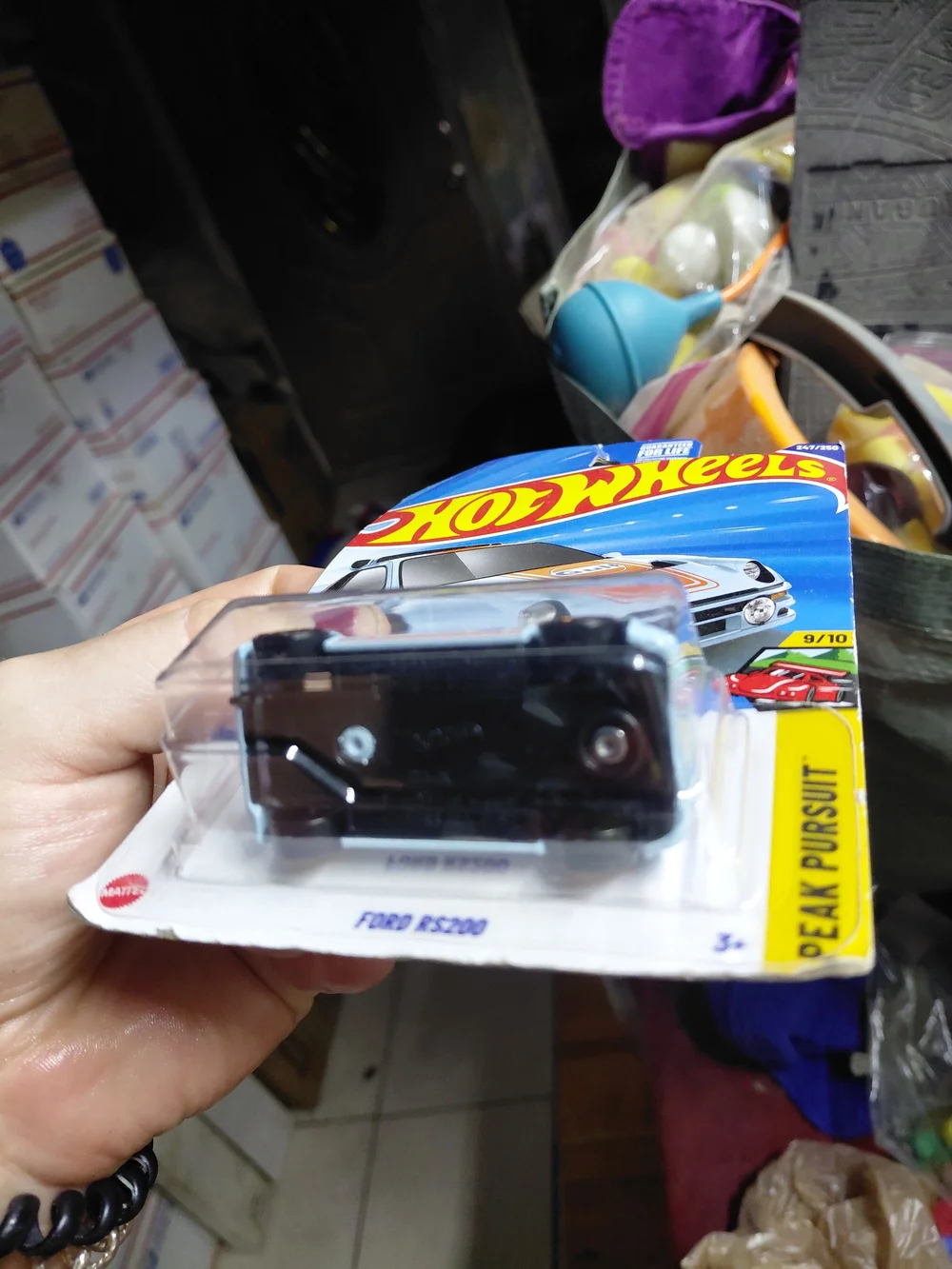 the Hot Wheels Ford RS200 in the iconic light blue and orange Gulf racing livery
